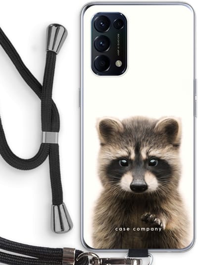 Case Company® - Hoesje met koord geschikt voor Oppo Find X3 Lite hoesje met Koord - Rocco - Telefoonhoesje met Zwart Koord - Bescherming aan alle Kanten en Over de Schermrand