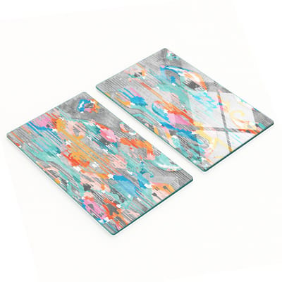 Multifunctionele decoratieve glazen keukenplanken met tribale print, 2x30x52 cm