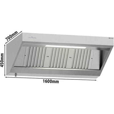 GGM Gastro Wandhaube mit Motor - 1600mm - mit Regler, Filter & Lampe