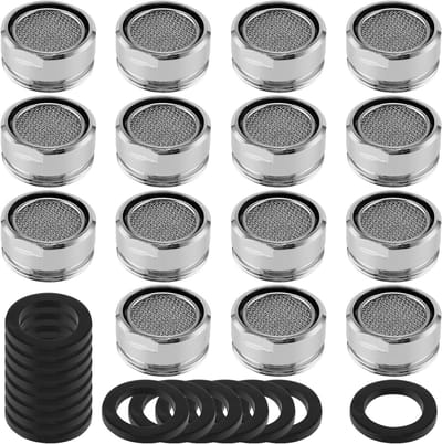 15PCS Tap Aerator 24mm Male - Kraanfilter, Spuitmondvervanger met Rubberpakking en Mesh Inzetstuk voor Keuken, Badkamer en Restaurant