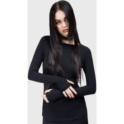 KIHILIST by KILLSTAR - Gothic Shirt met lange mouwen - Veilsin Top - XS tot 4XL - voor Vrouwen - zwart