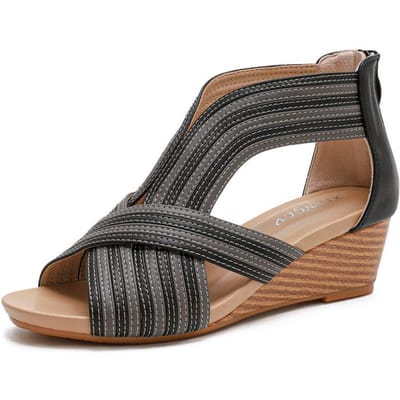 Dames Retro Boheemse Stijl Holle Wedge Sandalen Dames Casual Sandalen 36