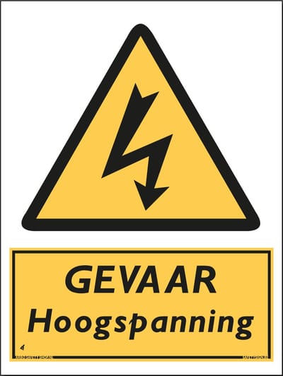 Hoogspanning bord - GEVAAR - Aluminium - 30 x 40 cm - Weerbestendig