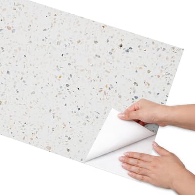 Coloray Meubel Wrap Folie - Wit Meubelfolie - 50x100 cm - Meubel Wrap Folie Terrazzo-patroon - Plakfolie Meubels - Modern Meubelfolie - Decoratiefolie Zelfklevend - Slaapkamer decoratie - Texturen