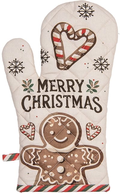 Clayre & Eef Ovenwant 18x30 cm Beige Katoen Gingerbread man