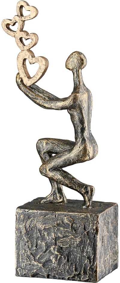 Beeld je liefde in balans houden - polyresin - 7x10x24 cm bronskleur liefdes beeld
