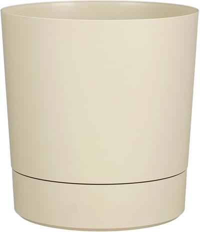 Mica Decorations Bloempot Coco - met onderschaal - beige - H40 x D38 cm - kunststof - buiten