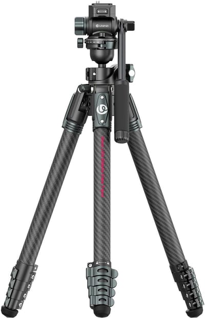 Ulanzi GlideGo JJ06 Video Tripod Carbon - 44 tot 187 cm - Vloeistofkop - Kantelbare middenkolom - 18 kg draagkracht