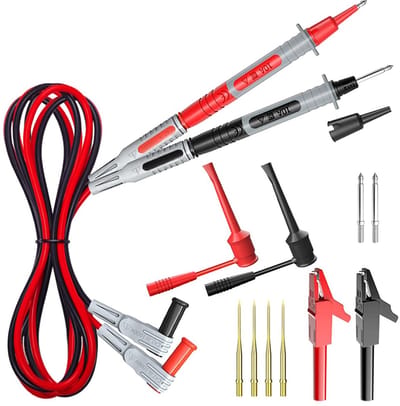 16-delige Multimeter Meetkabel Set met Krokodillenklemmen en Verwisselbare Sondes