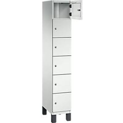 C+P Cambio lockerkast, 1 vak, 6 vakken, op poten, B 300 x D 525 x H 1980 mm, lichtgrijs