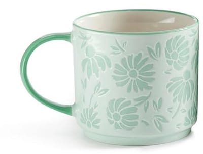 Keramische mok met handvat - Happy Daisies collectie, groen, 95 x 95 x 80 mm