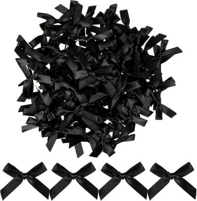 Miniature Zwarte Satijnen Strikjes voor Cadeauverpakking, DIY Projecten, Snoepzakjes en Taartjes - 100 Stuks