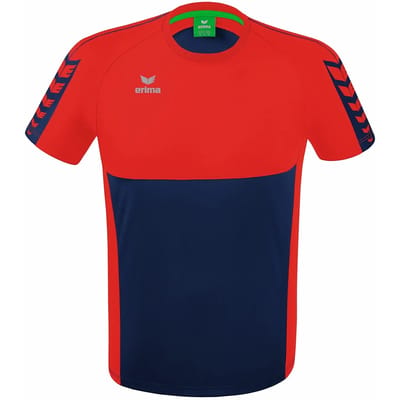Erima Six Wings T-Shirt Kinderen - Rood / New Navy | Maat: 128
