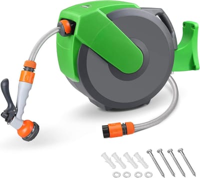 Multifunctionele Slanghaspel 20m met Wandhouder en Handdouche - Ideaal voor Tuin Irrigatie