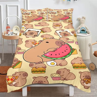 Capybara Dieren Dekbedovertrek Voor Kinderen Jongens Meisjes Volwassenen, Schattige Capybara Beddengoed Set 3D Wild Dier Thema Slaapkamer Decor Quilt Cover 70x133cm 2pcs