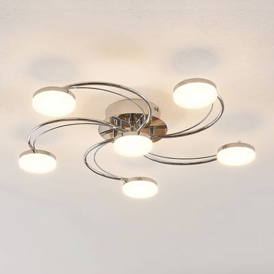 Lindby LED plafondlamp Rouven, spiraalvorm, 6-lamps, grijs