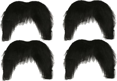 Boland Carnaval verkleed snor - 4x - Mexicaan/Cowboy/Biker - zwart - zelfklevende namaak snor/plaksnor