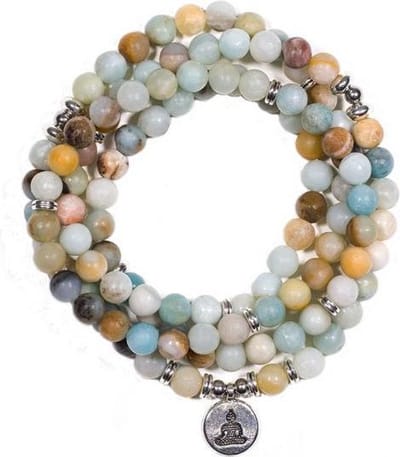 Mala amazoniet elastisch met boeddha (8mm)
