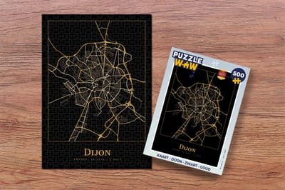 Puzzel Kaart - Dijon - Zwart - Goud - Legpuzzel - Puzzel 500 stukjes