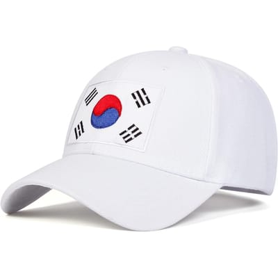 Casquettes de Baseball Unisexes Broderie Drapeau Coréen Printemps Automne Extérieur Réglable Casquettes Décontractées Chapeau Anti-Soleil Casquette de Sport white
