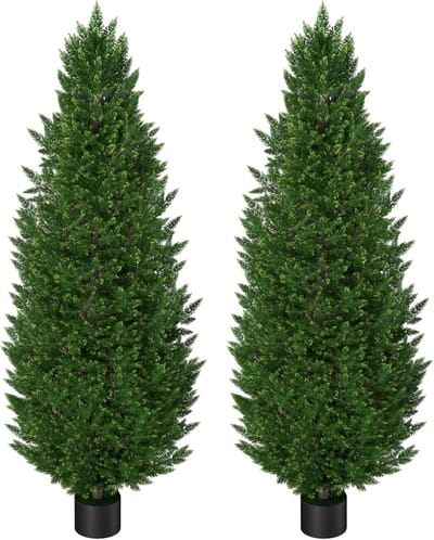 2 Stuks Kunstplanten Set - 120cm Hoog - Kunstplanten - Gesimuleerde Cipres - Met PE Bladeren - PP Bloempot - Plastik - Groenblijvend - Kamerplanten - Kleurecht - Groenset - Voor Woondecoratie - NAIZY