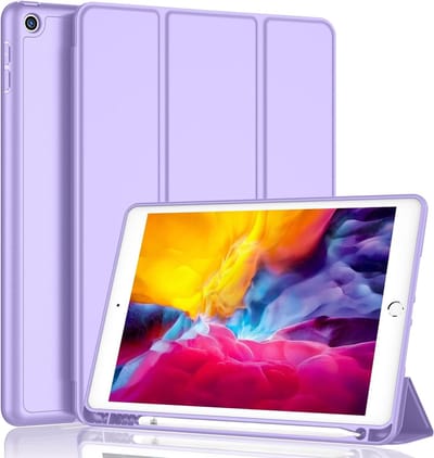 Tablethoes - Geschikt voor ipad 2017 hoes met pencil houder bookcase Paars - iPad 2018 hoes met pencil smart cover - ipad hoes 6e generatie - iPad hoes met apple Pencil Vakje