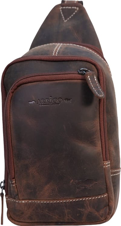 Crossbodytas Dames - Crossbodytas Heren - Slingbag - Crossbody Bag Cognac - Arrigo - 065B