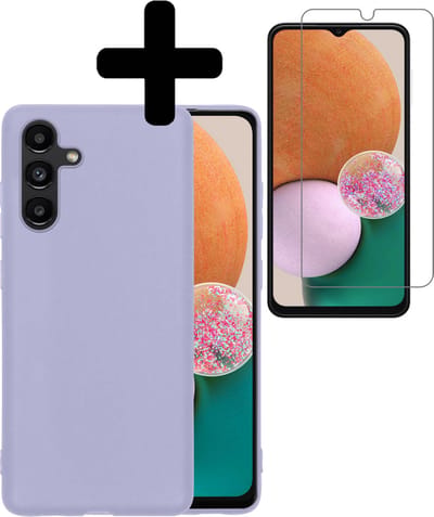 Hoesje - Met Screenprotector - Geschikt voor Samsung Galaxy A13 5G - Sterk & Shockproof - Back Cover - Siliconen Case - Telefoon Hoes - Telefoonhoesjes - Lila