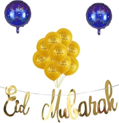 Akyol - eid mubarek - Ballon 8 stuks - 1 slinger - 2 folie ballon - ramadan decoratie - eid - eid mubarek - suikerfeest - decoratie eid mubarek
