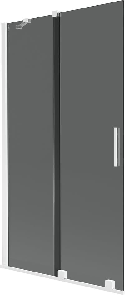 Mexen Velar badwand 2-delig schuifbaar 100 x 150 , grafiet, wit - 896-100-000-41-20