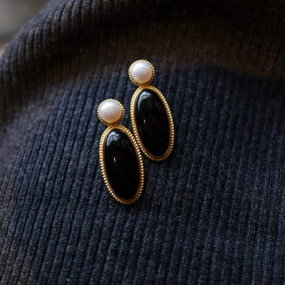 Modern Vintage Black Onyx Oorbellen