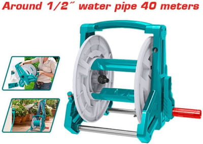 Total Tools tuinslanghaspel – voor max. 40 m 1/2 inch tuinslang – wandmontage