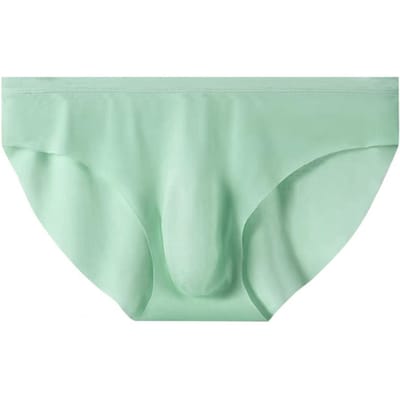 Heren Naadloze Ijs Zijden Slips Lage Taille 3D U-convex Ultra Dunne Slip Effen Kleur Snel Drogend Ondergoed XL lichtgroene kleur