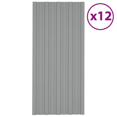 vidaXL - Dakpaneel - 12 - st - Grijs - 100 - x - 45 - cm - Verzinkt - staal