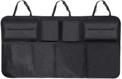 Kofferbak Opbergzak - Auto Opbergtas - Kofferbak Tas - Kofferbak Opbergbox - Achterbank Opslag - Kofferbak organizer - Autostoel Rugleuning Opbergzak - Universele - 8 vakken - Zwart - 600D Oxford doek - 45 x 89 cm