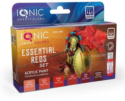 AMMO by Mig Jimenez Hobbyverf Acrylverf - MIG IO0506 Ionic Smart Colors - Essentiële Rode Kleurenset - Acryl Set 6x20ml Verf set - 6x 20 ml