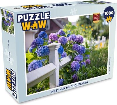 Puzzel Piket hek met hortensia - Legpuzzel - Puzzel 1000 stukjes volwassenen