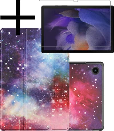 Hoes - Geschikt voor Samsung Galaxy Tab A8 - Met Screenprotector - Trifold Bookcase - Hard Cover - Hardcover Book Case - Tablet Hoesje - Galaxy