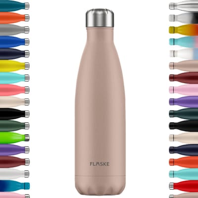 FLASKE Original Drinkfles 500 ml - Geïsoleerde RVS Waterfles - BPA-vrij - 12u Warm & 24u Koud - Geschikt als Thermosfles en Thermoskan - Water Bottle Stainless Steel - Cloud