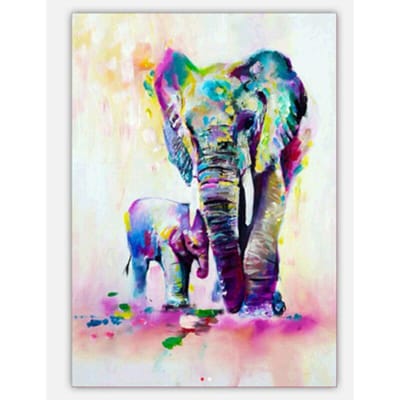 Peinture diamant d'éléphant coloré, broderie d'animaux 3D, point de croix, décoration artisanale 20X30CM gray