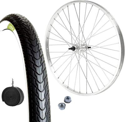 Achterwiel Citybike - Stadsfiets Wiel - Fietsen Onderhoud - Weerbestendig Aluminium - 26 x 1 3/8 - Zilver
