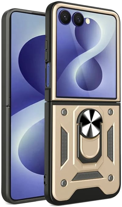 Hoesje geschikt voor Samsung Galaxy Z Flip 8 - Techsuit Camshield Back Cover - Goud