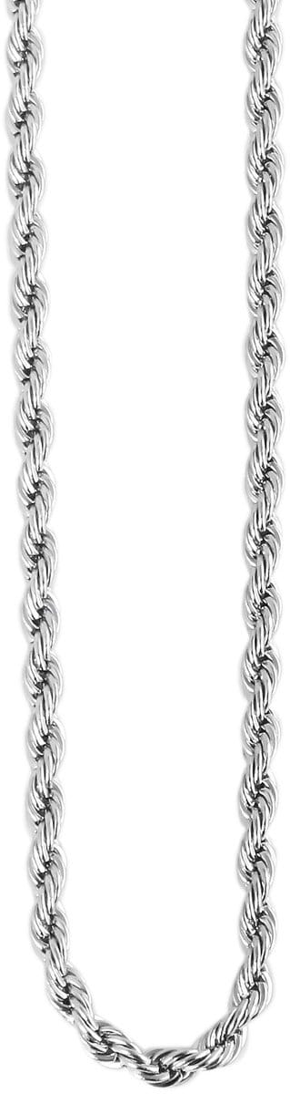 AKZENT Accent Unisex Ketting Fariene roestvrijstalen koordketting, zilverkleurig, 40-60 cm, dikte 2