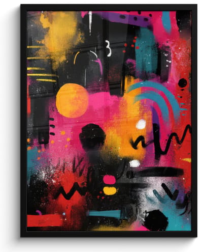 Poster in lijst - Fotolijst 60x80 cm - Posters - Kleurvlakken - Vormen - Kleurrijk - Abstract - Posterlijst zwart - Decoratie - Wanddecoratie woonkamer - Muurdecoratie slaapkamer