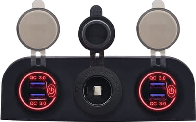 ProRide 12V USB Autolader 2 Poorten - QC3.0 - Voltmeter en 12V/24V Sigarettenplug - Drievoudig opbouw