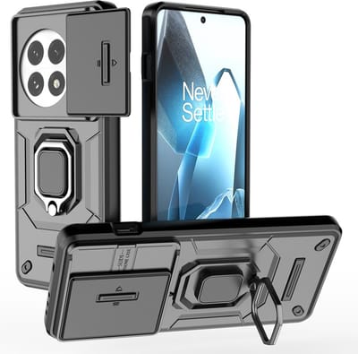 Coverup Hoesje - Geschikt voor OnePlus 13 Hoesje - Coverup Ring Kickstand Back Cover met Camera Shield - Zwart