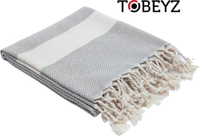 Tobeyz Baddoek Grijs | 100 x 180 cm | - Hamamdoek - Hamam Handdoek - Spahanddoek - Saunadoek - Grijs