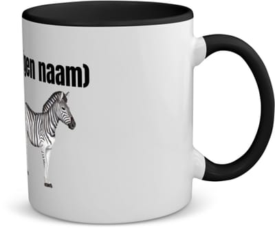 Akyol - zebra met eigen naam koffiemok - theemok - zwart - Zebra - dieren liefhebber - iemand die houdt van zebra's - verjaardag - cadeau - kado - geschenk - 350 ML inhoud