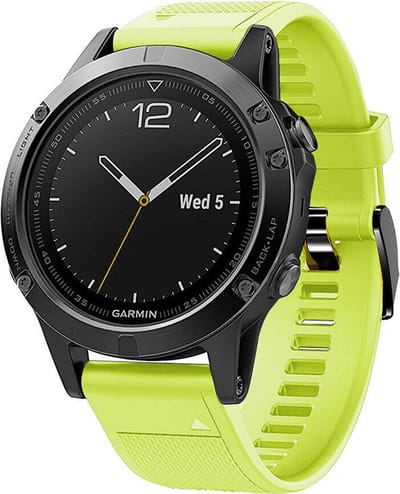 Strap-it Siliconen Sport Bandje  Lichtgroen geschikt voor Garmin Fenix 9 (Pro) 47mm - Fenix 8 (Pro-E-47mm) - Fenix 7 (Solar-Pro) - 6 (Solar-Pro) - Fenix 5 (Plus) / Forerunner 970 - 965 - 955 - 945 - 935 - 745 - Comfortabel & Zweetbestendig