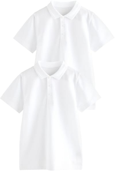 Next - Jongens - Verpakking van 2 katoenen schoolpoloshirts met korte mouwen - Wit
